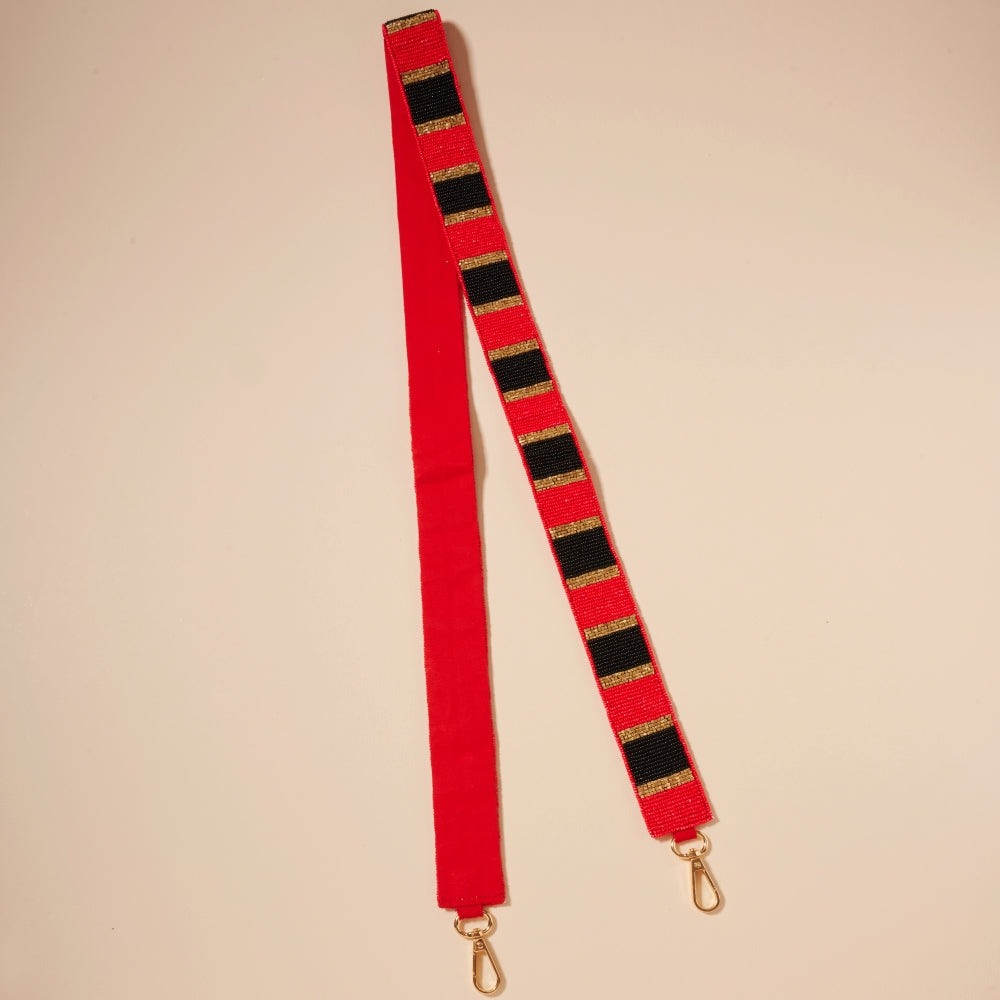 Striped Seed Bead Bag Strap