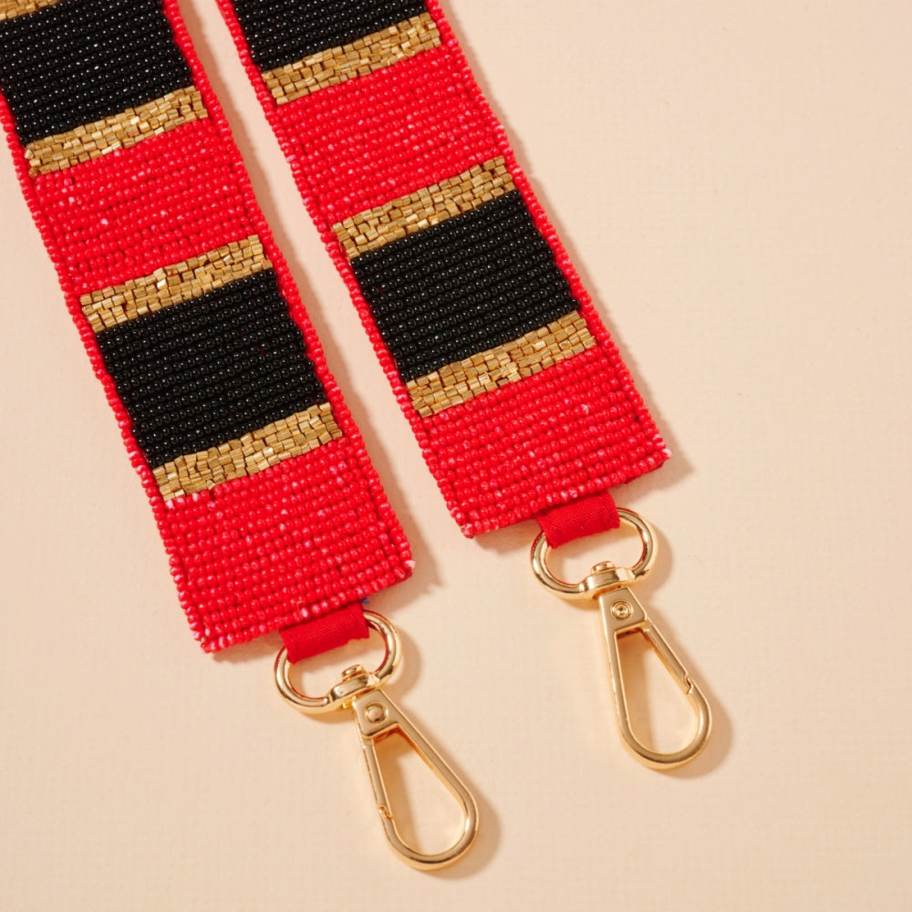 Striped Seed Bead Bag Strap