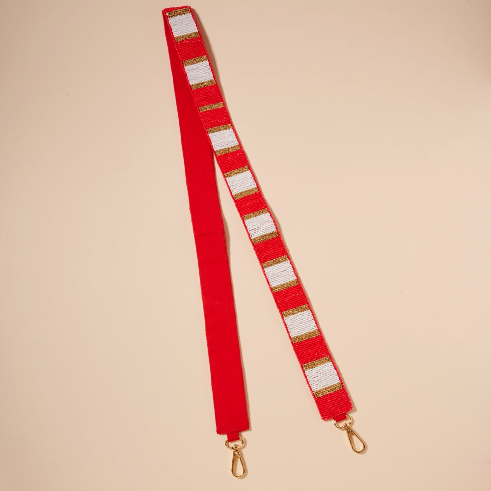 Striped Seed Bead Bag Strap