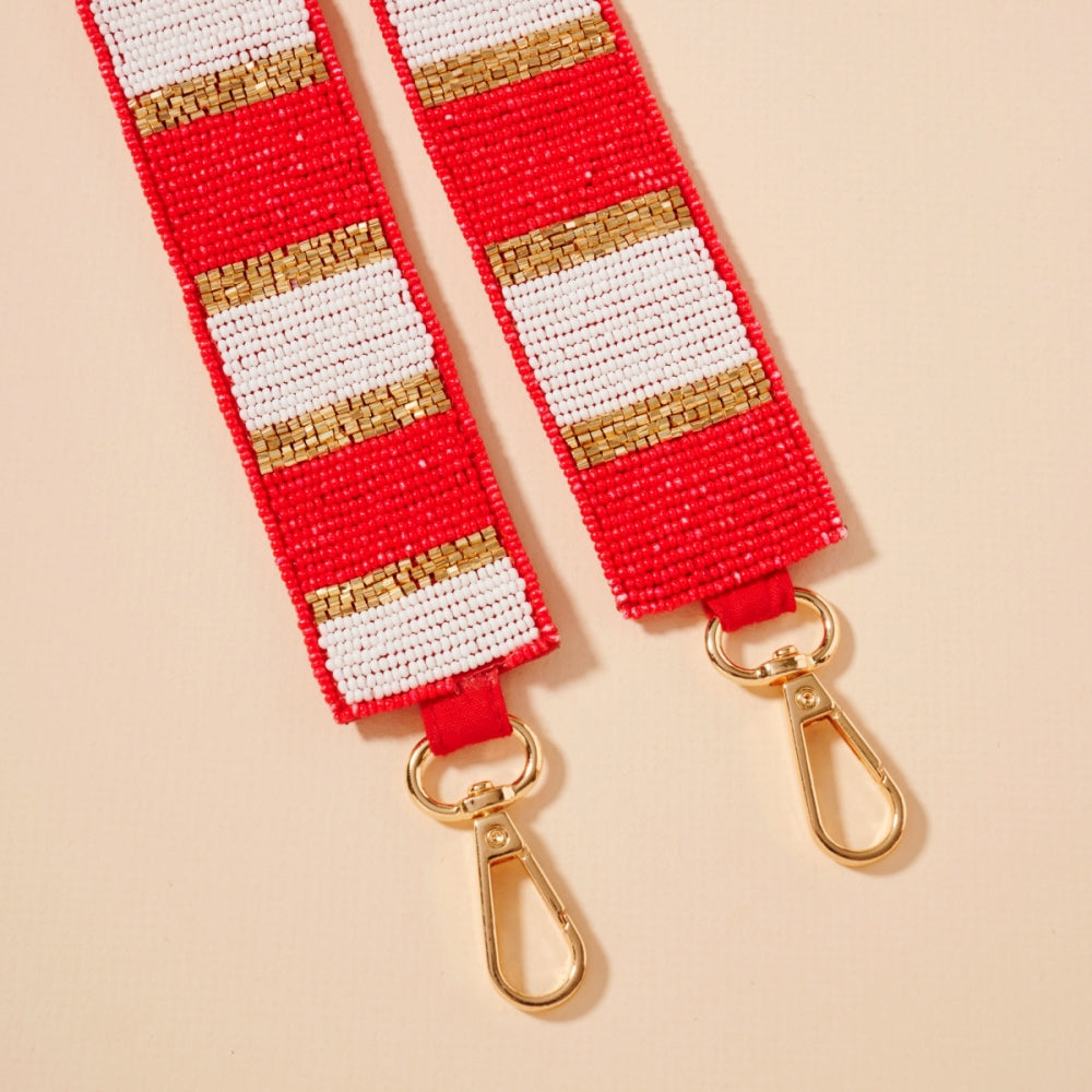 Striped Seed Bead Bag Strap
