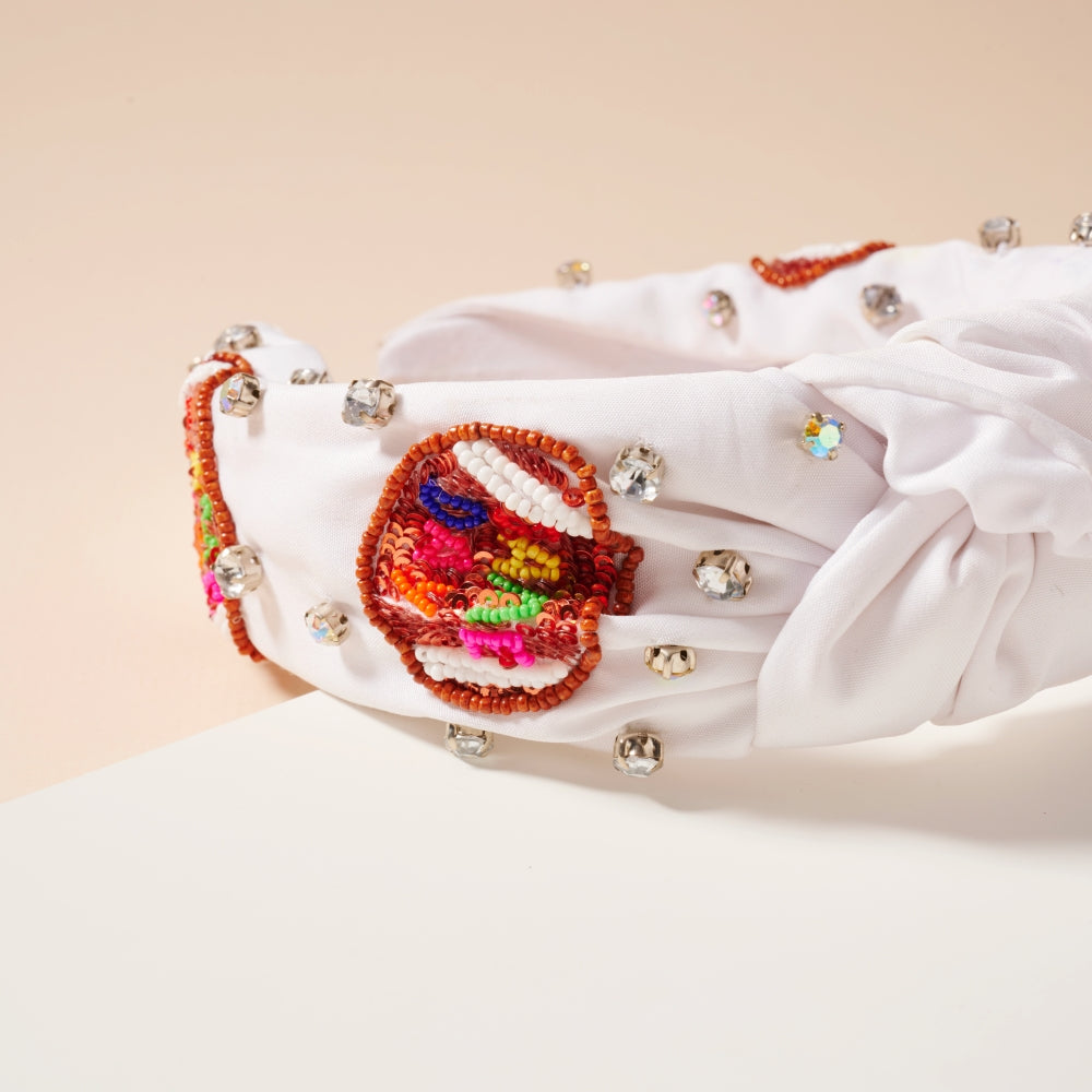 Chic Game Day Knotted Headband with Seed Beads