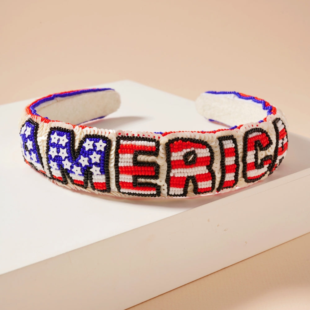 America Seed Bead Headband