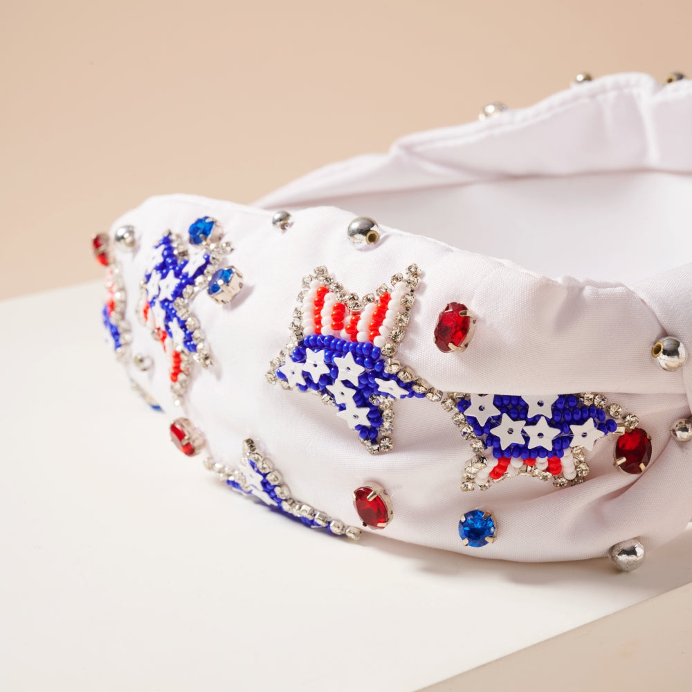 USA Beaded Knot Headband