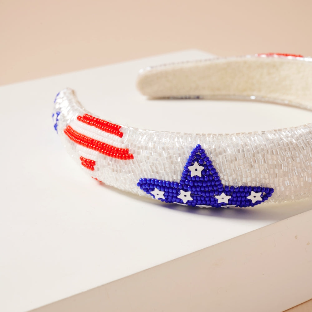 USA Stars Seed Bead Headband