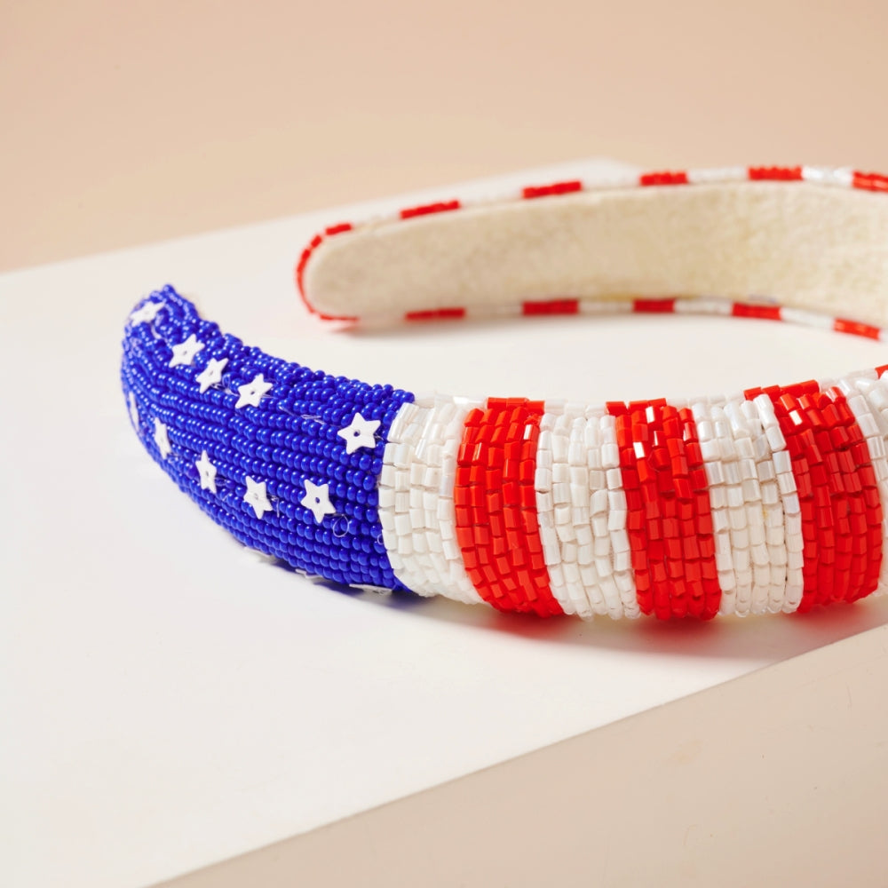 USA Flag Seed Bead Headband