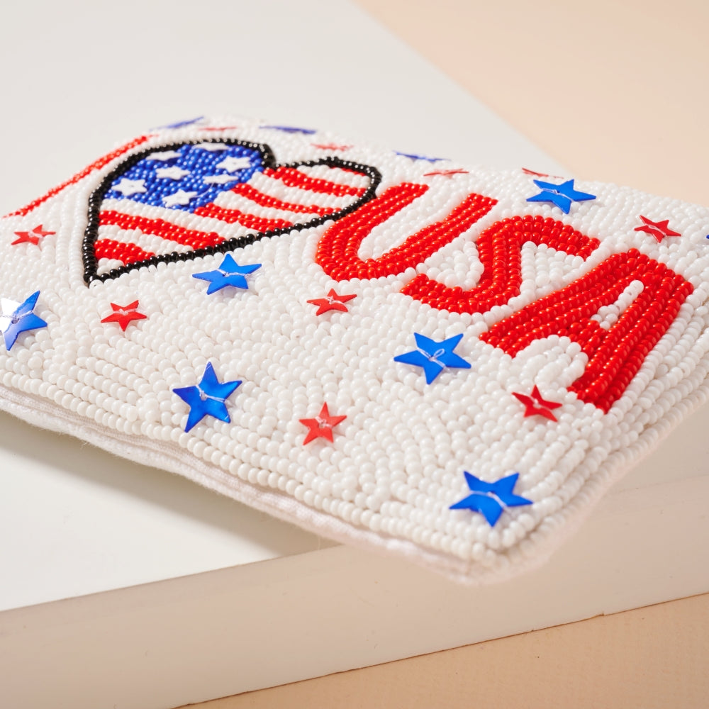 USA Seed Bead Coin Pouch