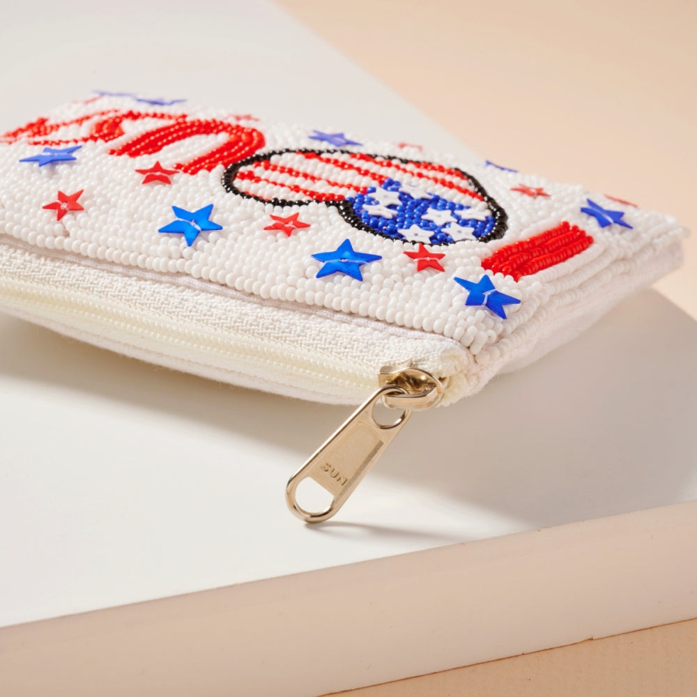 USA Seed Bead Coin Pouch