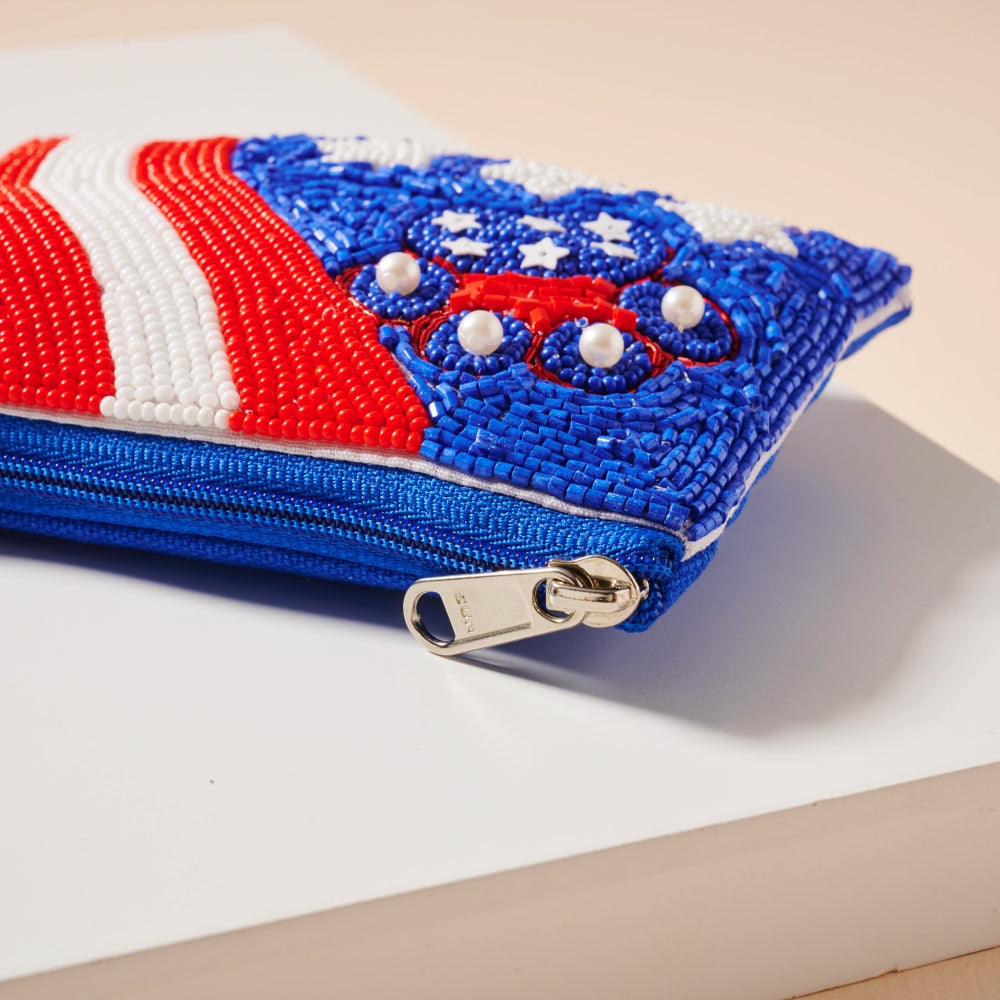 USA Paw Seed Bead Coin Pouch