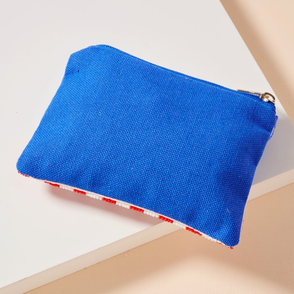 USA Heart Seed Bead Coin Pouch