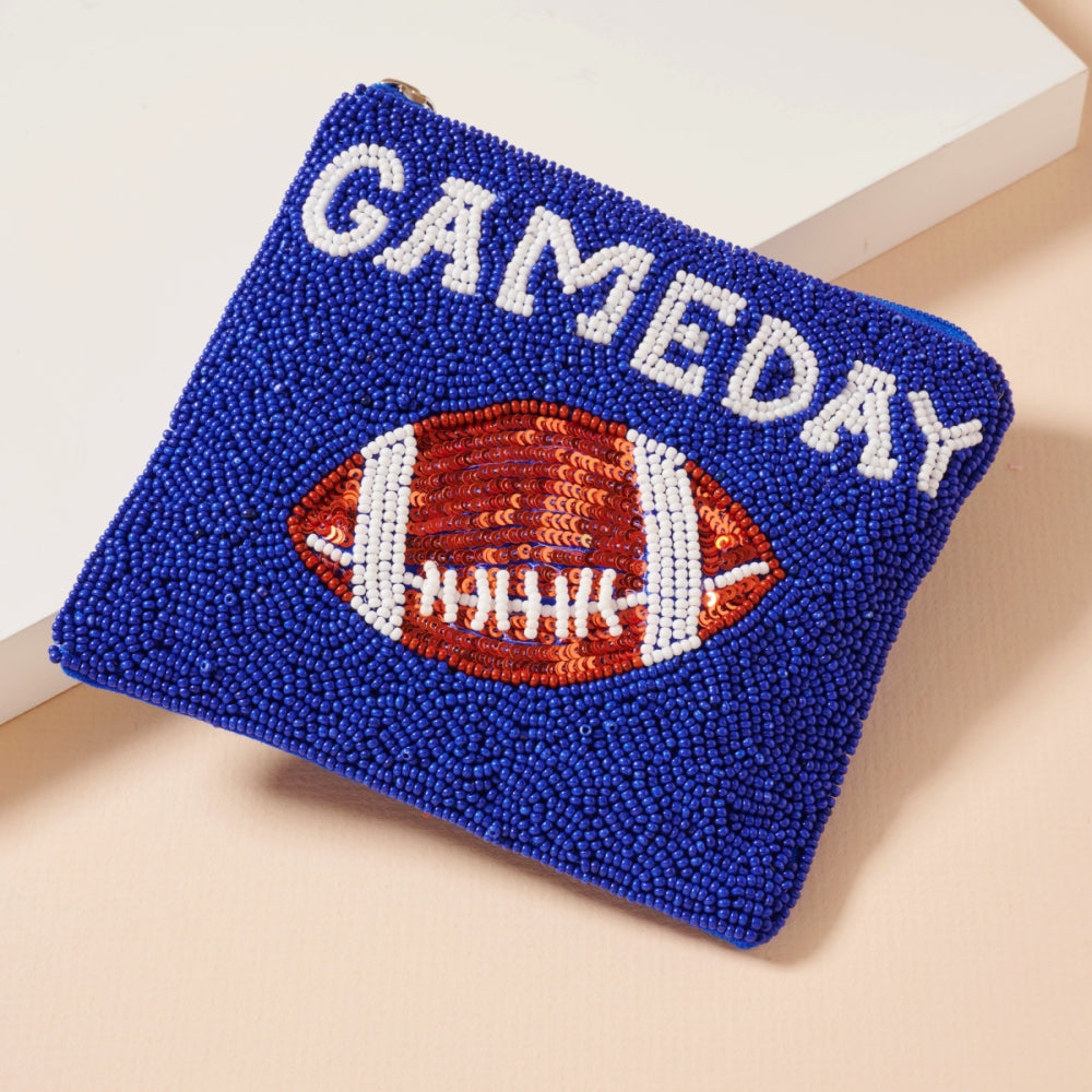 Beaded Game Day Football Mini Pouch