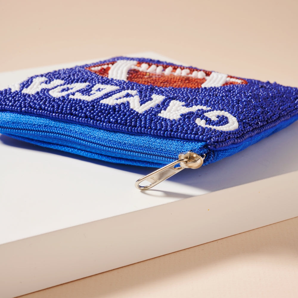 Beaded Game Day Football Mini Pouch