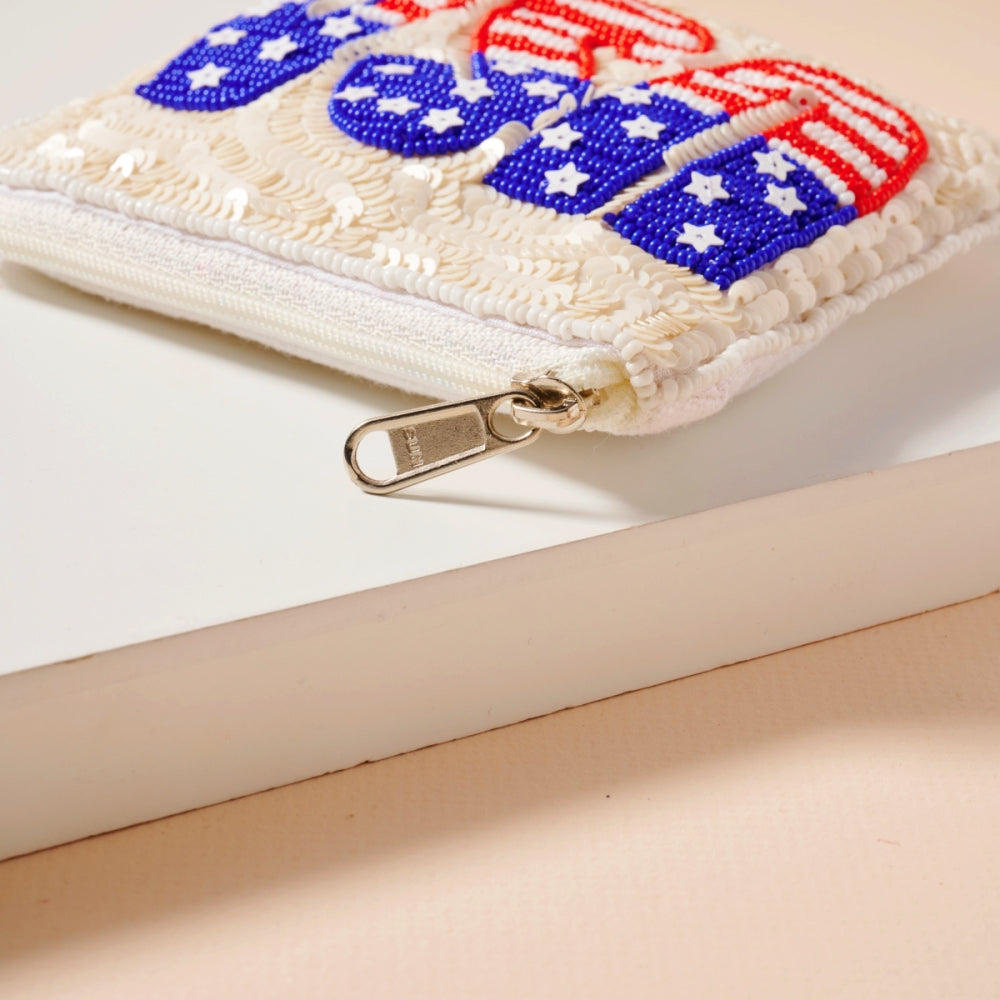 USA Seed Bead Coin Pouch