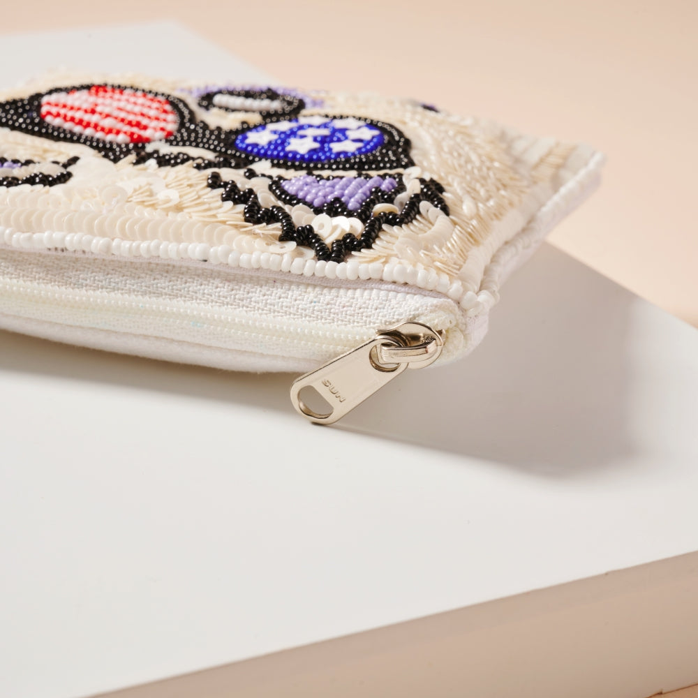 USA Dog Seed Bead Coin Pouch
