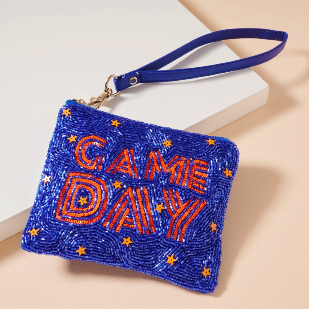 Game Day Stars Seed Beaded Coin Pouch