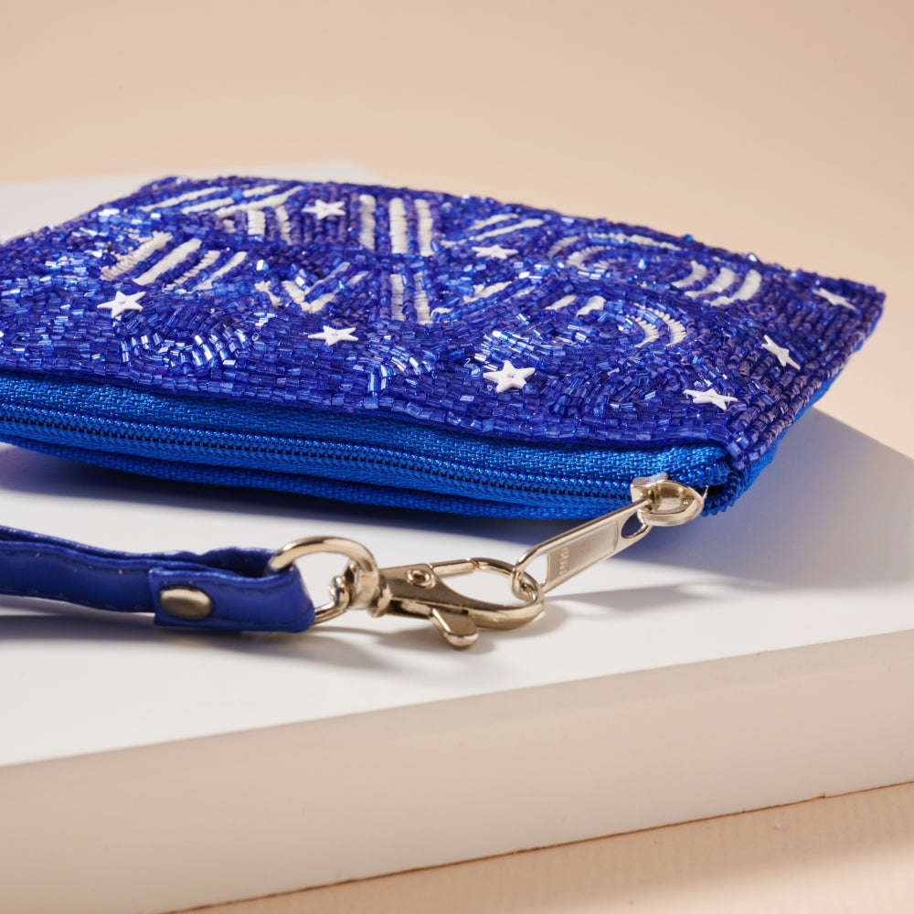 Game Day Stars Seed Beaded Coin Pouch