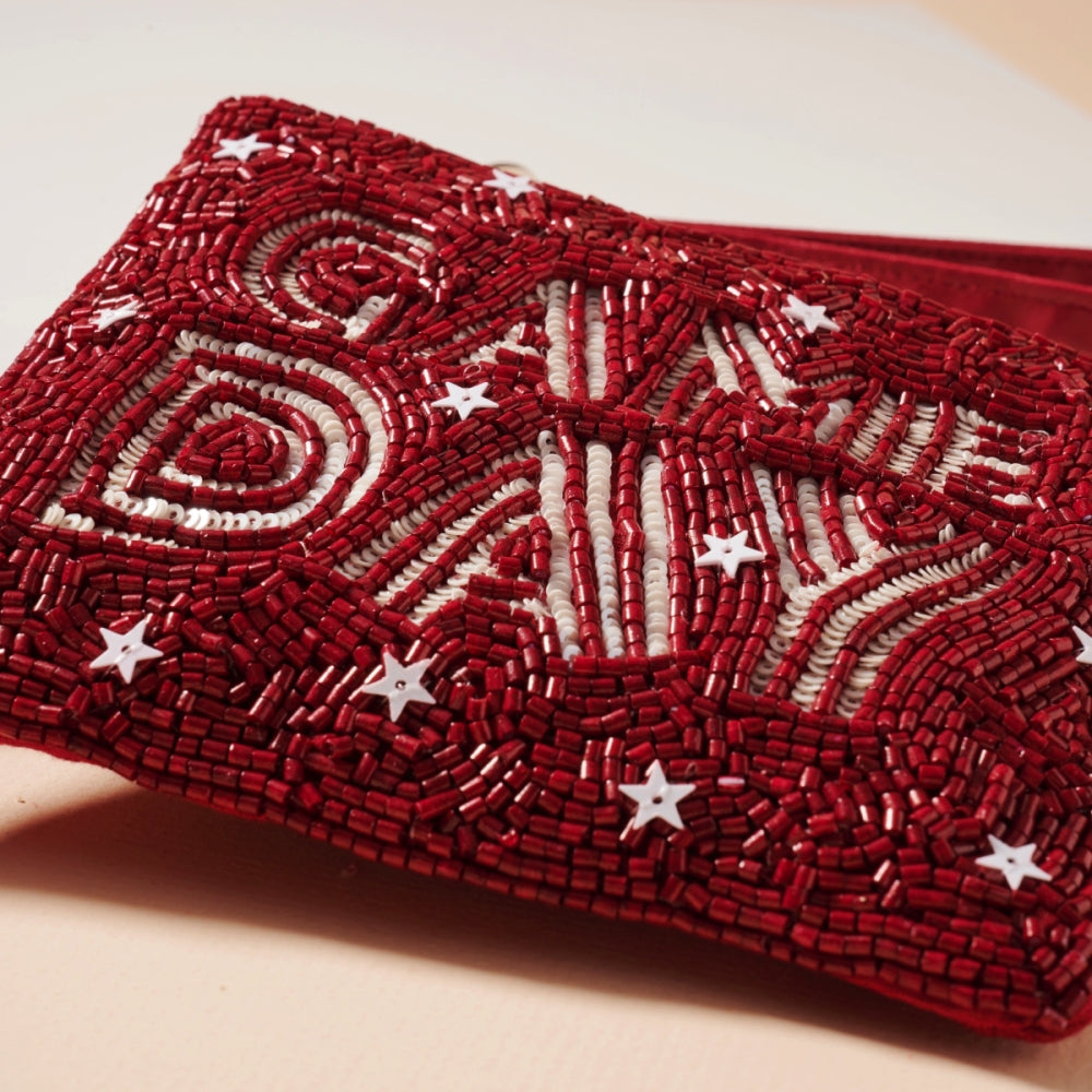 Game Day Stars Seed Beaded Coin Pouch