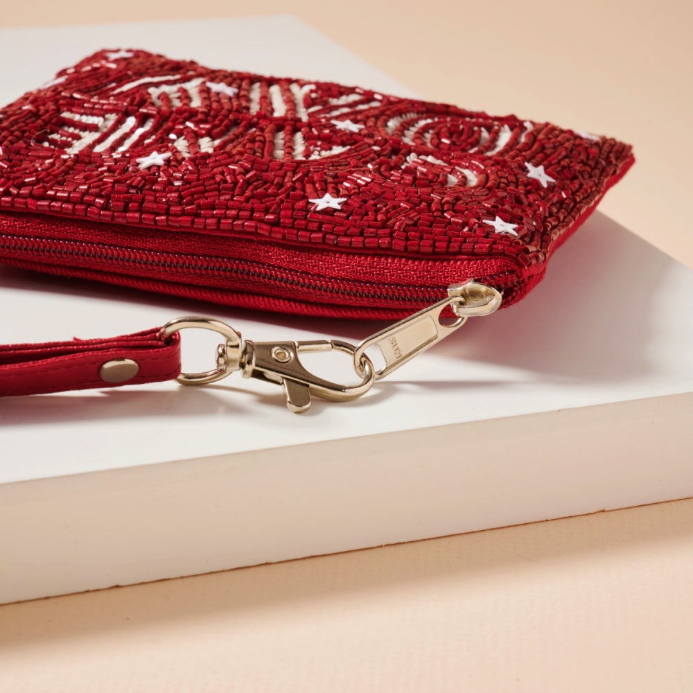 Game Day Stars Seed Beaded Coin Pouch