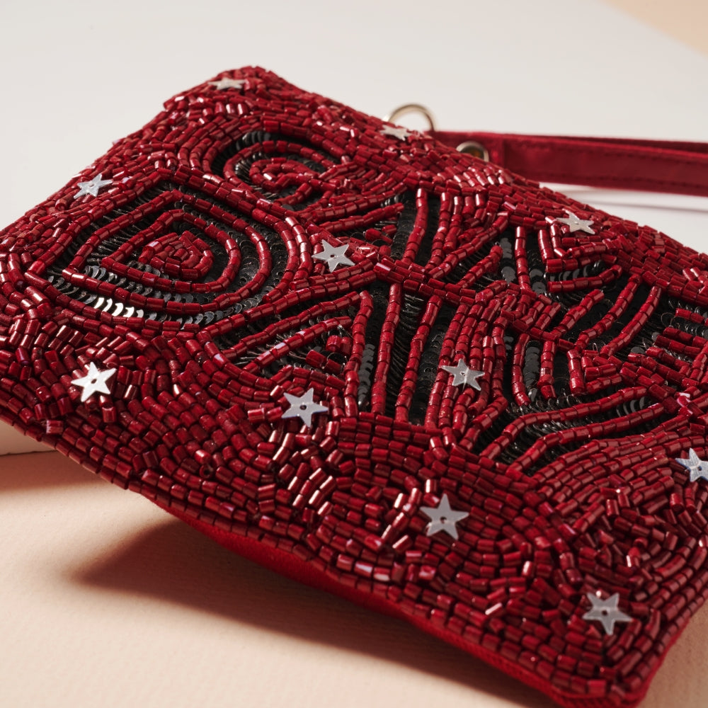 Game Day Stars Seed Beaded Coin Pouch