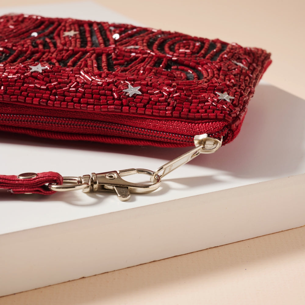 Game Day Stars Seed Beaded Coin Pouch