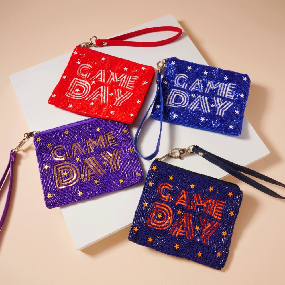 Game Day Stars Seed Beaded Coin Pouch
