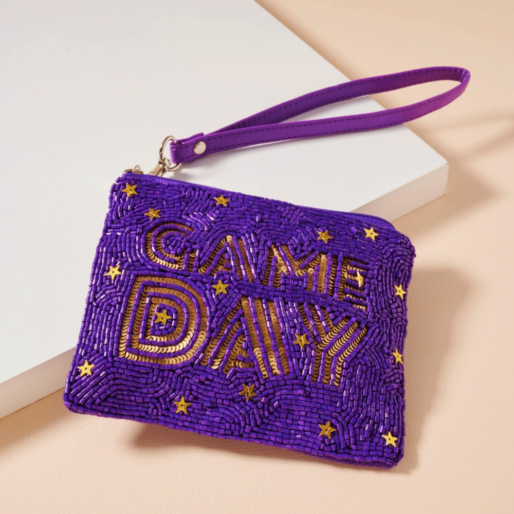 Game Day Stars Seed Beaded Coin Pouch