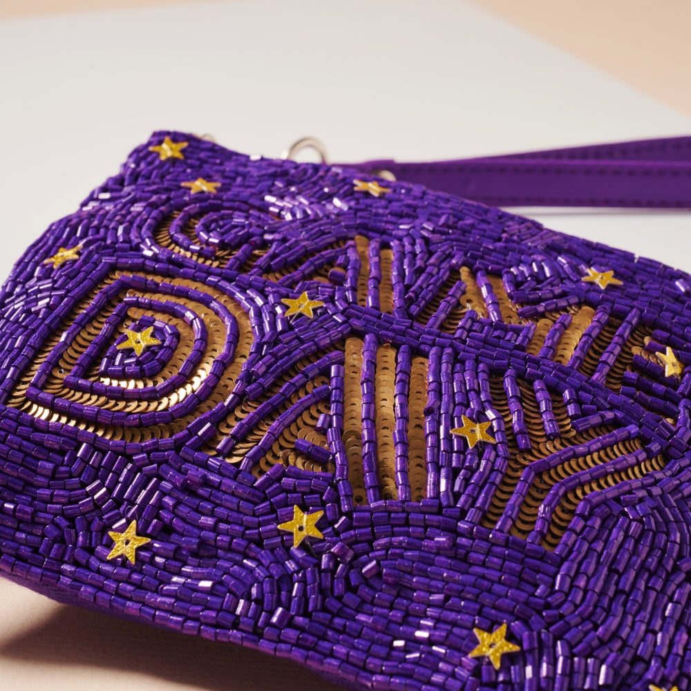 Game Day Stars Seed Beaded Coin Pouch