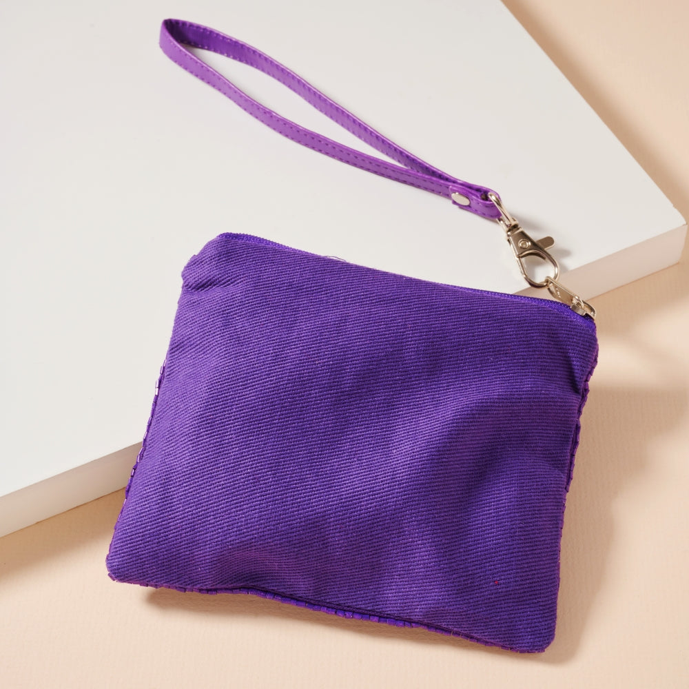 Game Day Stars Seed Beaded Coin Pouch