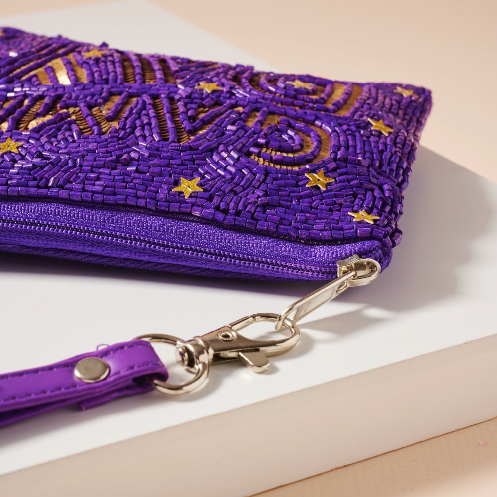 Game Day Stars Seed Beaded Coin Pouch