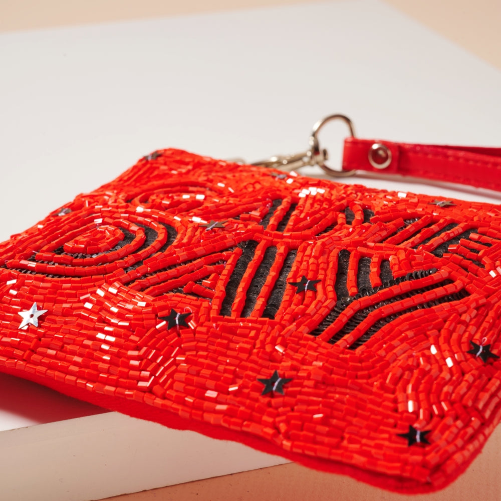 Game Day Stars Seed Beaded Coin Pouch