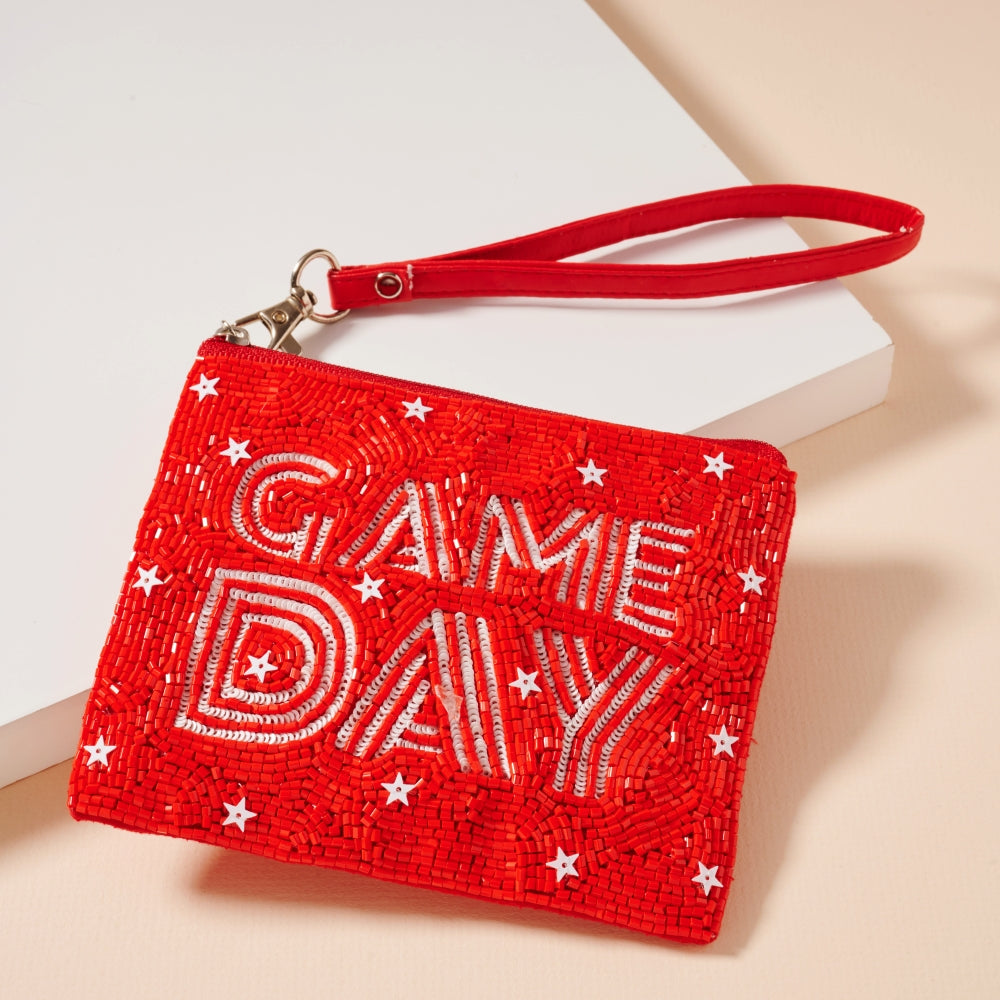 Game Day Stars Seed Beaded Coin Pouch