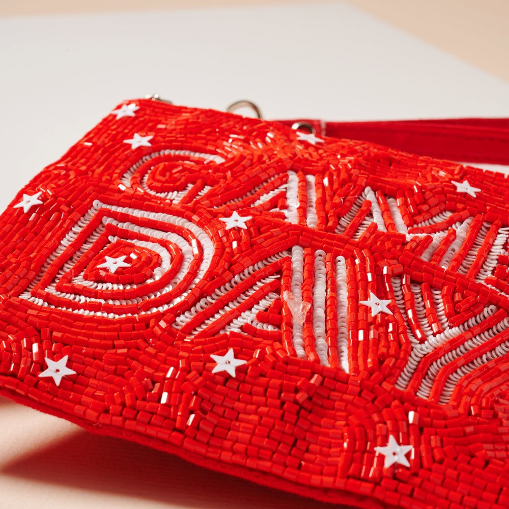 Game Day Stars Seed Beaded Coin Pouch