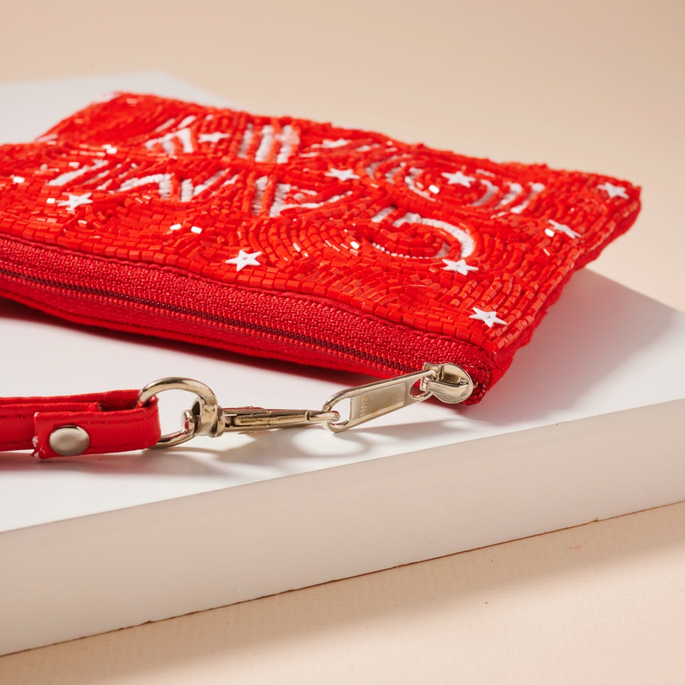 Game Day Stars Seed Beaded Coin Pouch