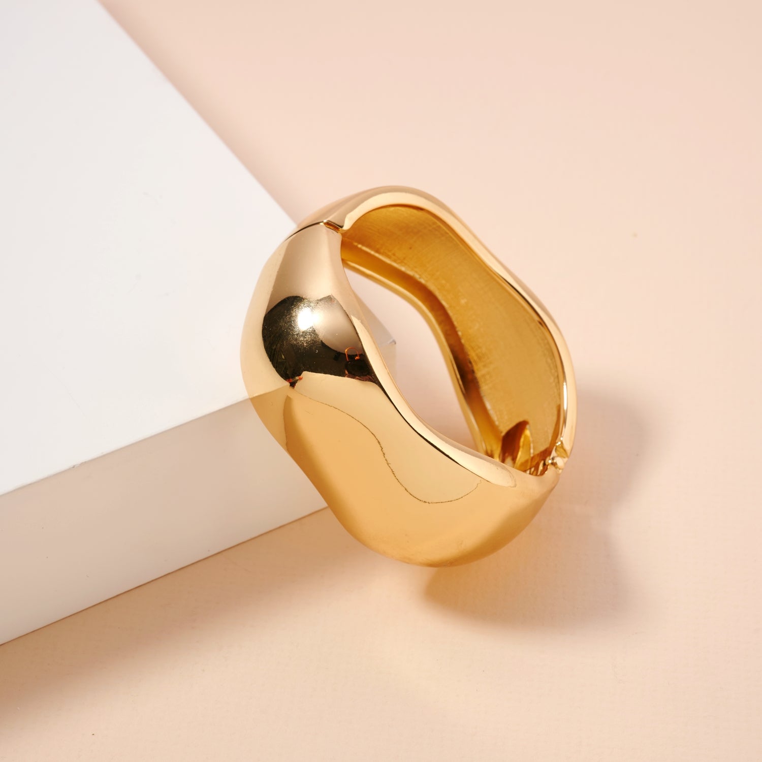 Wide Wavy 18K Gold & Silver Cuff Bracelet