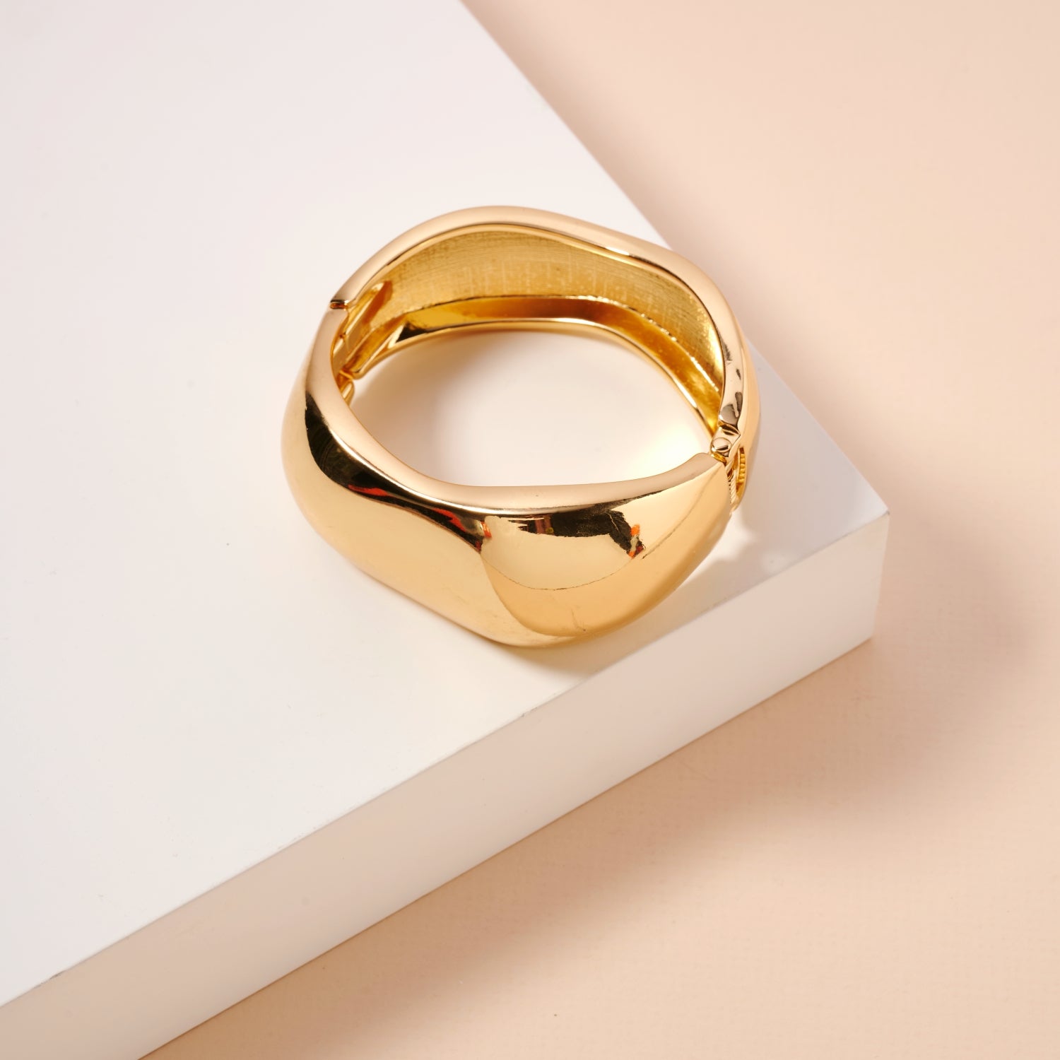 Wide Wavy 18K Gold & Silver Cuff Bracelet