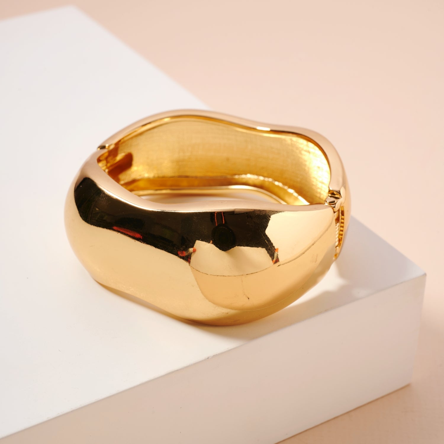 Wide Wavy 18K Gold & Silver Cuff Bracelet