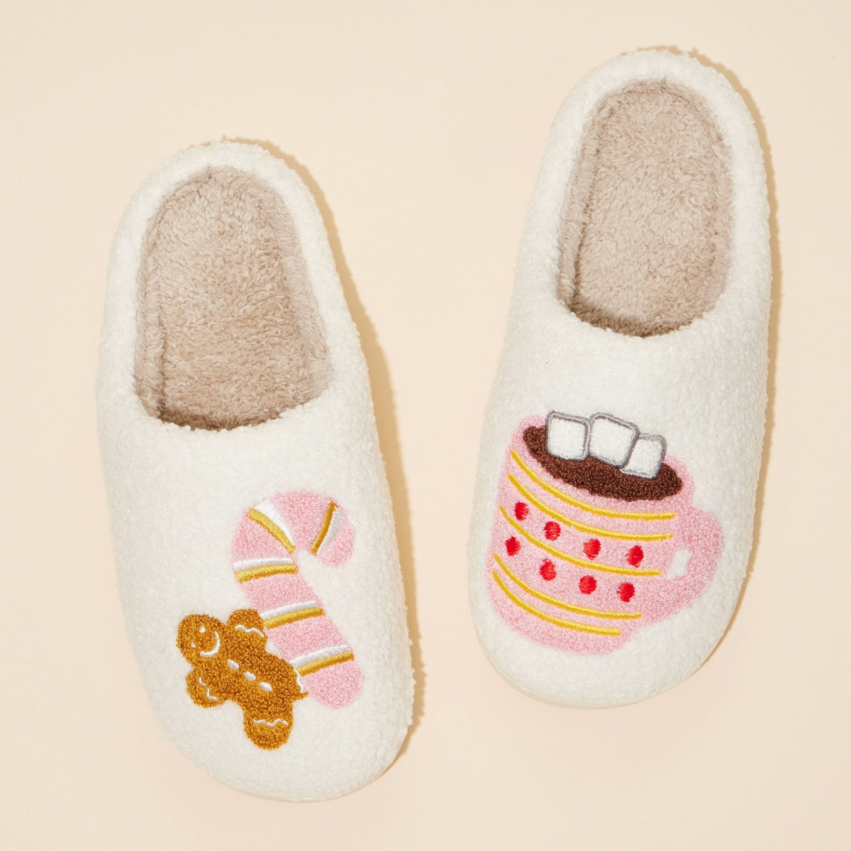 Gingerbread Man & Hot Chocolate Fuzzy Slippers