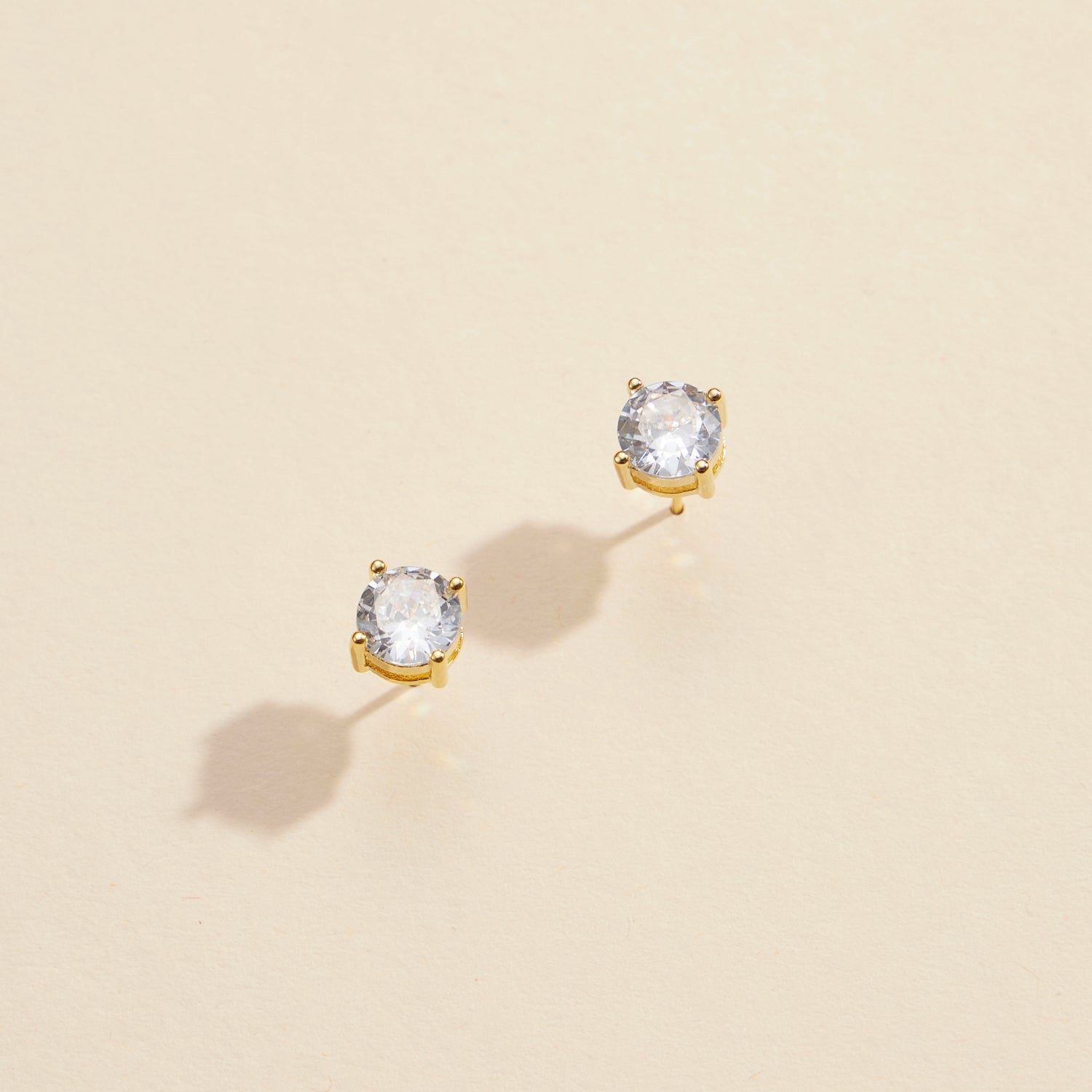 Classic Round CZ Gold-Dipped Stud Earrings