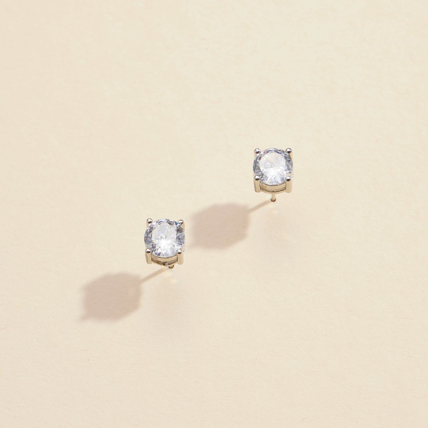 Classic Round CZ Gold-Dipped Stud Earrings