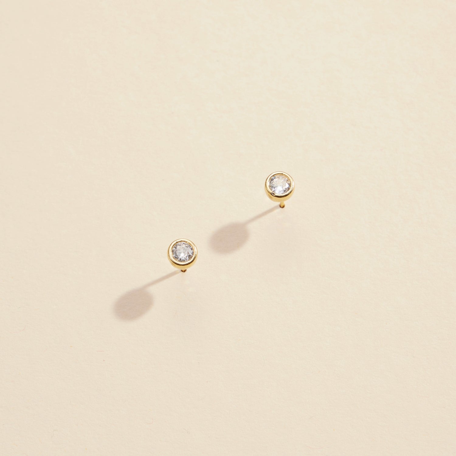 Delicate Mini CZ Gold-Dipped Stud Earrings