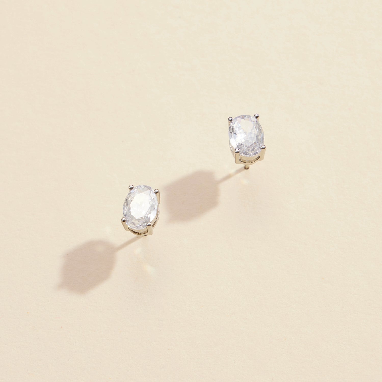 Classic Oval CZ Gold-Dipped Stud Earrings