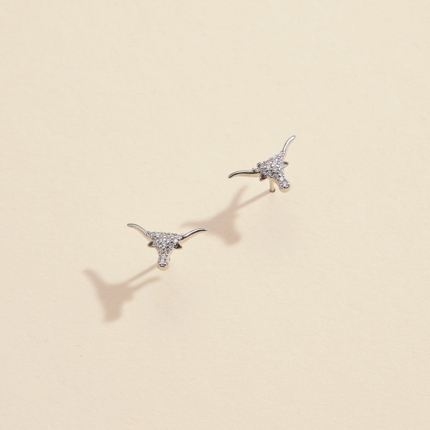 Elegant Bull Head CZ Gold-Dipped Stud Earrings