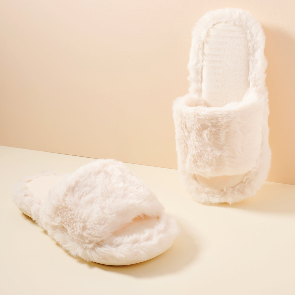 Open-Toe Cozy Fuzzy Home Slippers for Christmas Gift