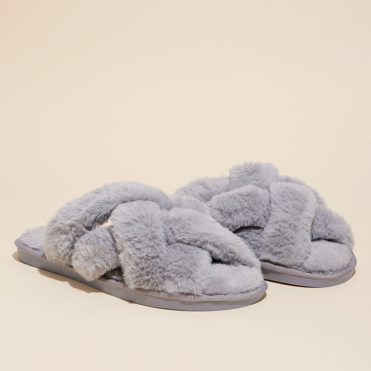 Open-Toe Braided Fuzzy Home Slippers for Christmas Gift