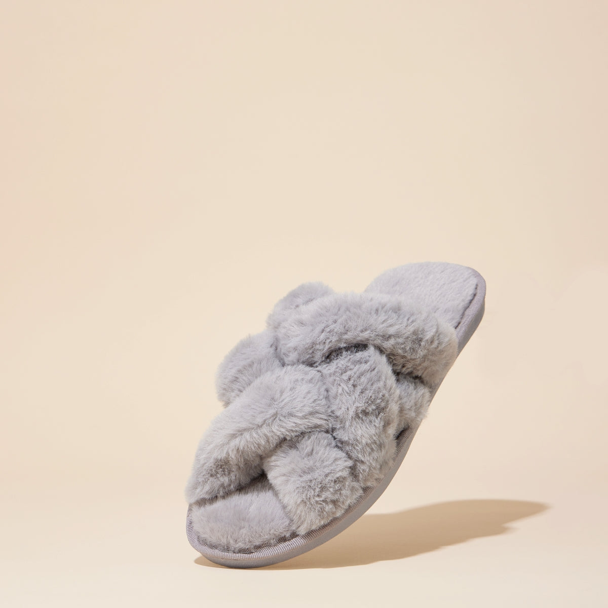 Open-Toe Braided Fuzzy Home Slippers for Christmas Gift