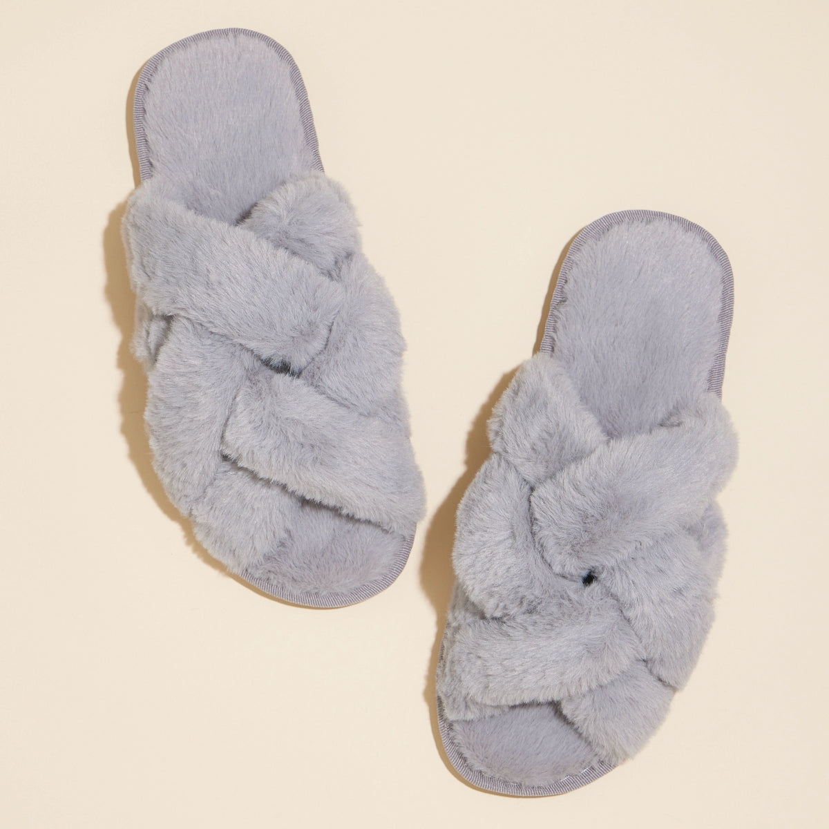Open-Toe Braided Fuzzy Home Slippers for Christmas Gift