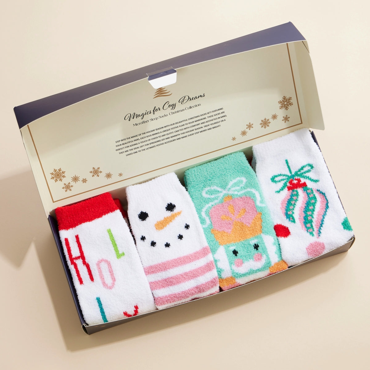 Christmas Fuzzy Cozy Socks – 4-Piece Assorted Set