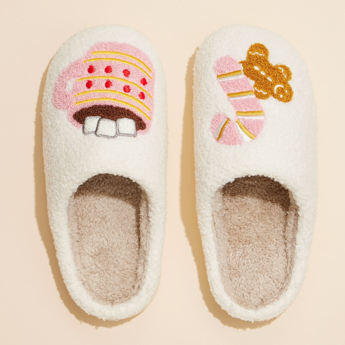 Gingerbread Man & Hot Chocolate Fuzzy Slippers