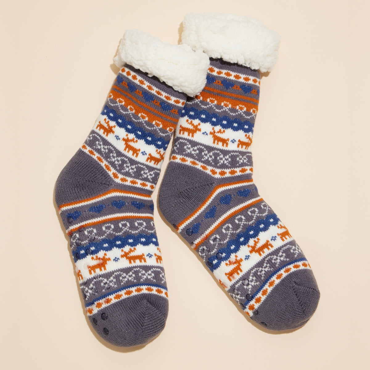 Reindeer Fleece Lined Knit Socks – Assorted Colors