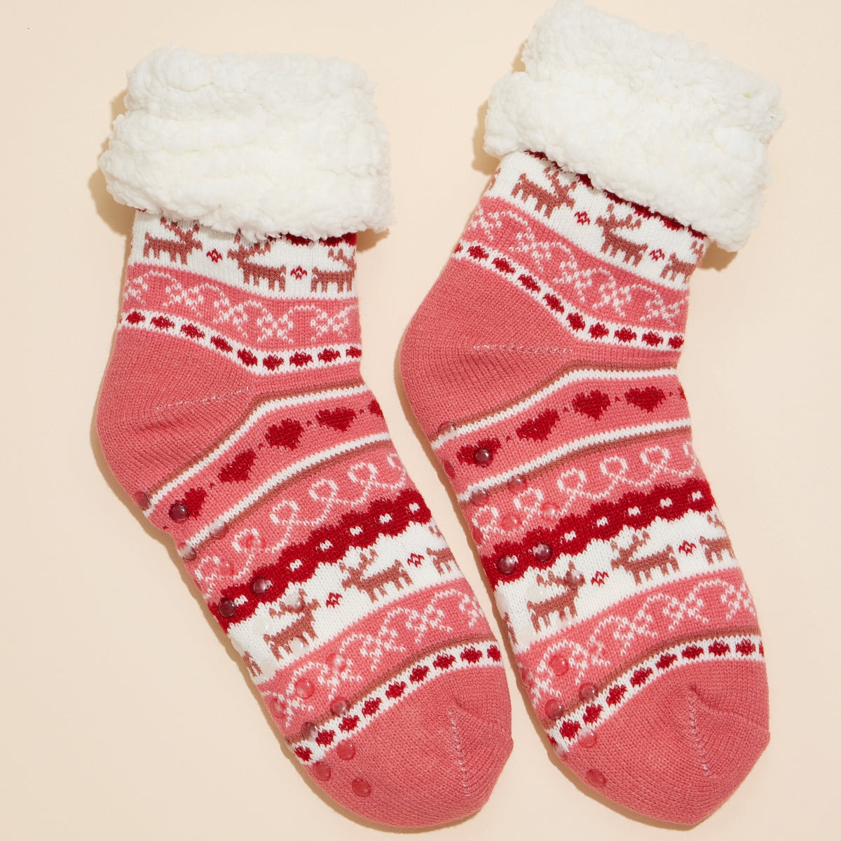 Reindeer Fleece Lined Knit Socks – Assorted Colors