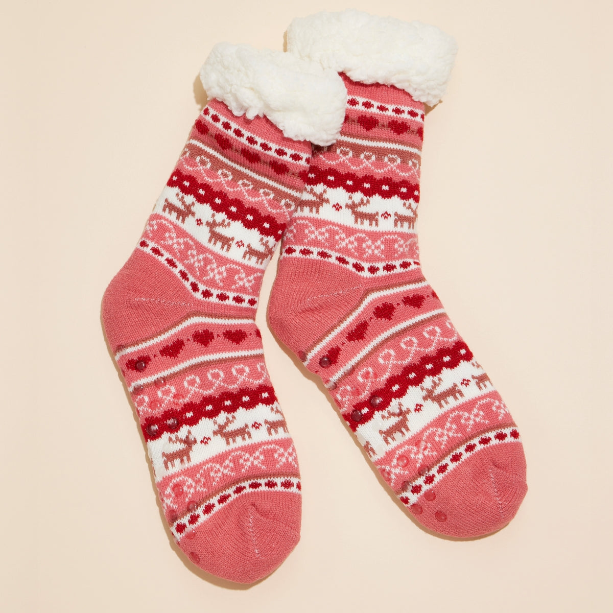 Reindeer Fleece Lined Knit Socks – Assorted Colors